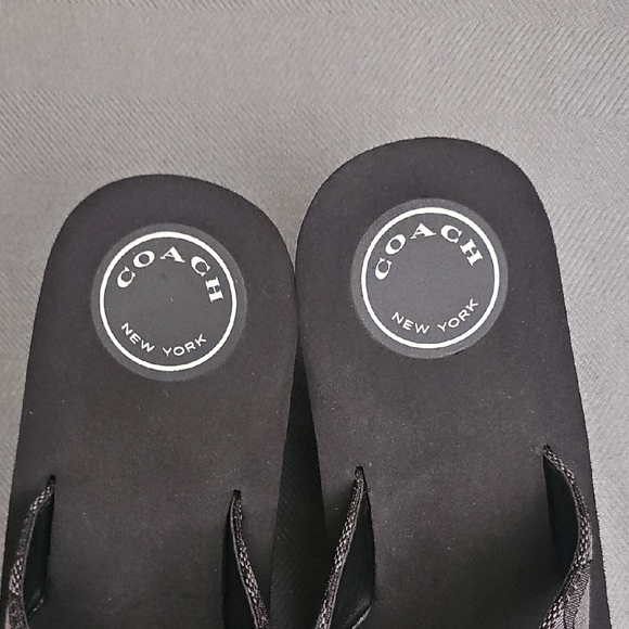 Coach women's black Jen slip-on wedge Flip Flop Sandal Platform - Picture 3 of 9